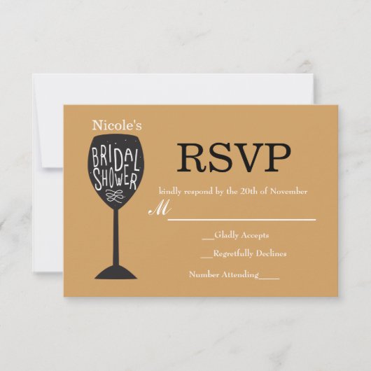 Carte RSVP Verre à Vin RÉCEPTION DE MARIÉE TOUTE C (Devant)