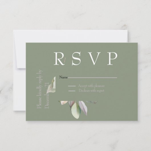 Carte RSVP vert sauge élégante (Devant)