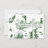Carte RSVP verte Boston Toile Forest (Dos)