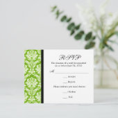 Carte RSVP verte Damask classique (Debout devant)