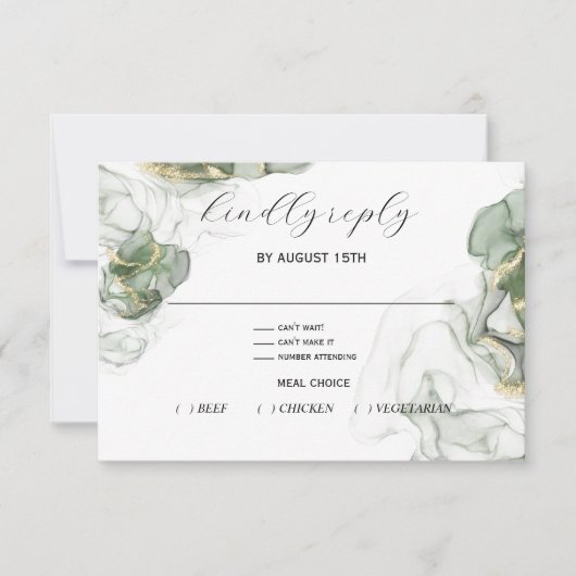 Carte RSVP verte et charbon de bois Dusty Pine (Devant)