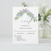 Carte RSVP verte et lavande (Debout devant)