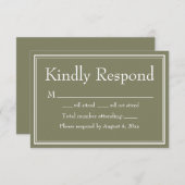 Carte RSVP verte minimaliste moderne (Devant / Derrière)