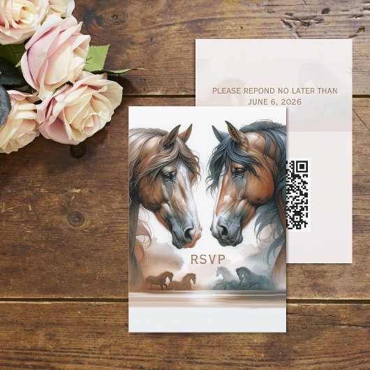 Carte RSVP verticale du Mariage de code QR