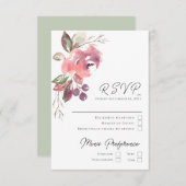 Carte RSVP Verticale Mauve Blush Romantique (Devant / Derrière)