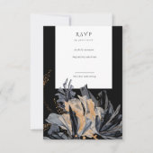 Carte RSVP Verticale Or Et Floral Noir Exclusive (Devant)