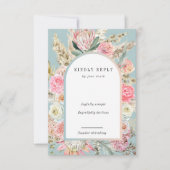 Carte RSVP verticale Tropical Bohemian Blush (Devant)
