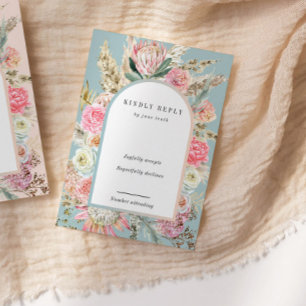 Carte RSVP verticale Tropical Bohemian Blush