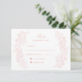 Carte RSVP Victorian Blush Rose Wedding (Debout devant)