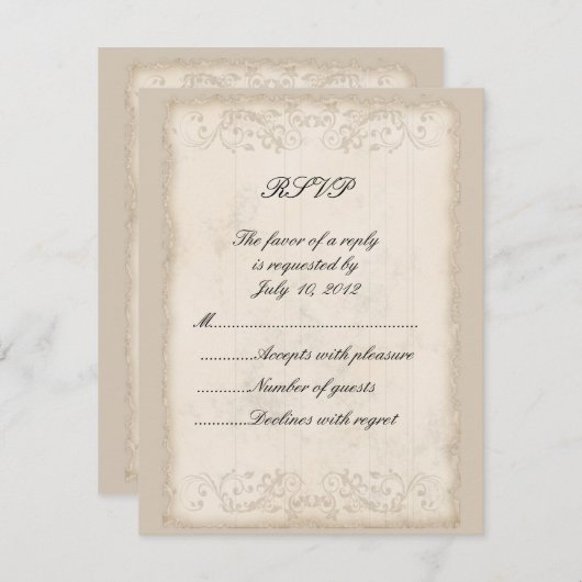 Carte RSVP victorienne (Devant / Derrière)
