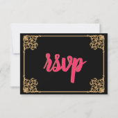 Carte Rsvp vintage Black Gold Baroque Frame Rose (Dos)