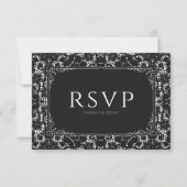 Carte RSVP vintage Black & White Faux Lace (Devant)