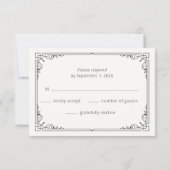 Carte RSVP vintage Black & White Faux Lace (Dos)