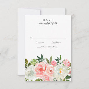 Carte RSVP vintage Blush Pink & Ivy Rose Garland