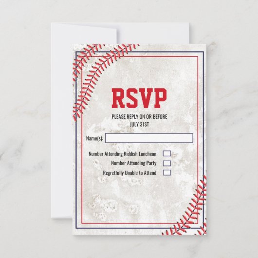 Carte RSVP Vintage de baseball (Devant)