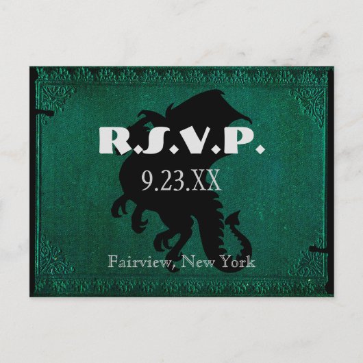 Carte RSVP Vintage d'épée Dragon Médiévale (Devant)
