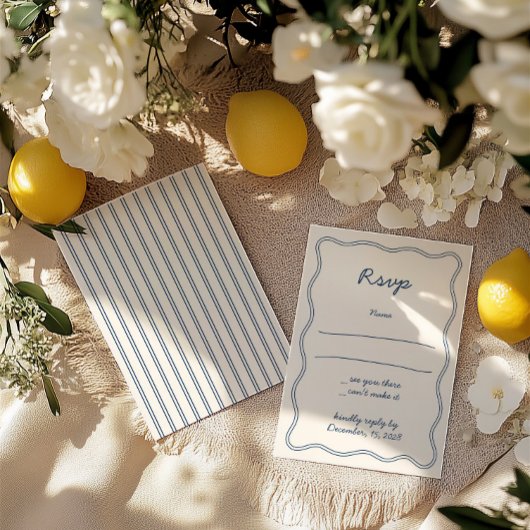 Carte RSVP Vintage écriture manuscrite bleue