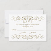 Carte RSVP vintage Gold Flourish Wedding (Devant)