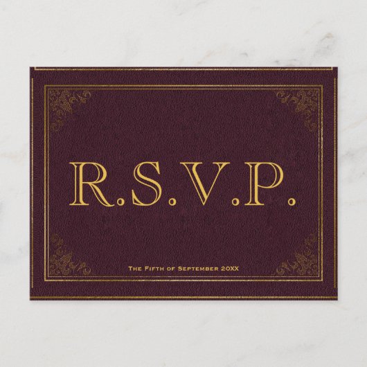 Carte RSVP vintage Leather Book (Devant)