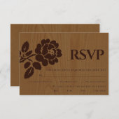 Carte RSVP vintage mariage rustique rose gaussé (Devant / Derrière)