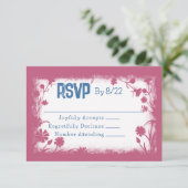 Carte RSVP vintage Mauve Rose Navy Blue (Debout devant)