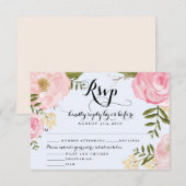 Carte RSVP Vintage moderne mariage rose floral (Devant / Derrière)