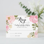Carte RSVP Vintage moderne mariage rose floral (Debout devant)