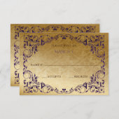 Carte RSVP Vintage Purple Gold Élégante (Devant / Derrière)