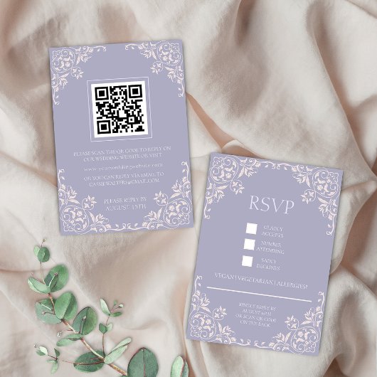 Carte RSVP Vintage romantique Lilac Blush Rose