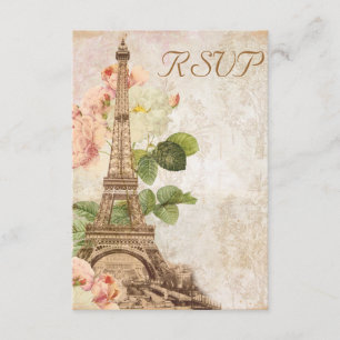 Carte RSVP Vintage rose rose Paris