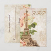 Carte RSVP Vintage rose rose Paris (Devant / Derrière)