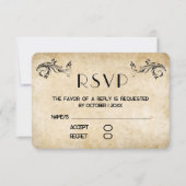 Carte RSVP vintage Rustique Flourissant Noir (Devant)