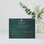 Carte RSVP vintage Vert foncé (Debout devant)
