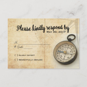 Carte RSVP vintage Voyage Aventure Mariage