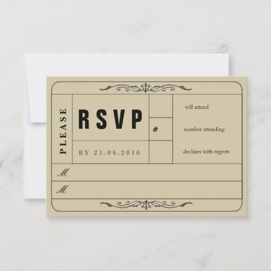 Carte RSVP Vintage Wedding (Devant)