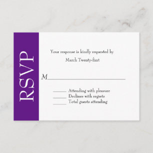 Carte RSVP violet et blanc tout usage