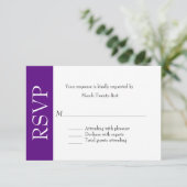 Carte RSVP violet et blanc tout usage (Debout devant)