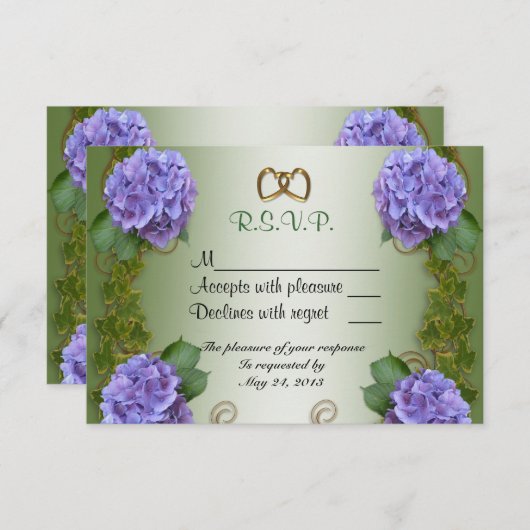 Carte RSVP violet Hydrangea (Devant / Derrière)
