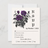 Carte RSVP violet Rose Goth Améthyst Profond (Devant)