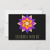 Carte RSVP violet rose orange noir (Devant)
