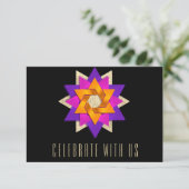 Carte RSVP violet rose orange noir (Debout devant)