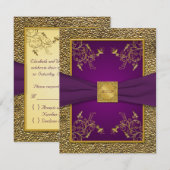 Carte RSVP Violet Royal et Or (Devant / Derrière)