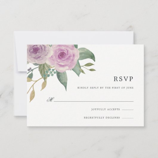 Carte RSVP Violet & Sage (Devant)
