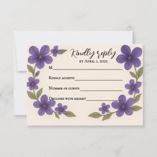 Carte RSVP Violet Veil (Devant)