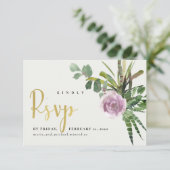 Carte RSVP violette lilas desert cactii (Debout devant)