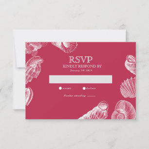 Carte RSVP Viva Magenta Beach Sea Shell