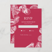 Carte RSVP Viva Magenta Sea Shell Summer Beach (Devant / Derrière)
