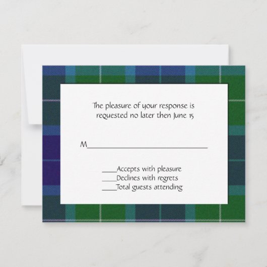 Carte RSVP Wallace Plaid (Devant)