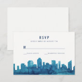 Carte RSVP Watercolor City Skyline (Devant / Derrière)