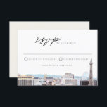 Carte RSVP Watercolor Las Vegas Strip<br><div class="desc">Cette carte RSVP de mariage est dotée d'une police manuscrite et d'un design minimaliste et d'une ligne d'horizon de Las Vegas. Cette carte de réponse est l'ajout parfait à toute invitation. Il fonctionne particulièrement bien avec l'une des invitations d'aquarelle de destination dans la boutique : https://bit.ly/3IsHlHM</div>